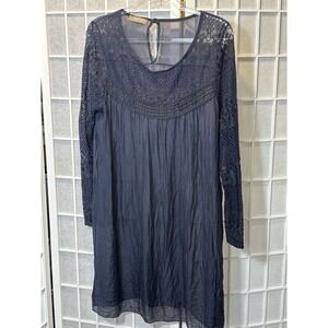 Giulia‎ Made In Italy Blue Silk Sheer Dress Cover Up Sz Med Boho Chic Nautical